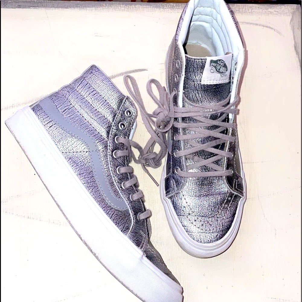Ladies Silver Vans Size 8